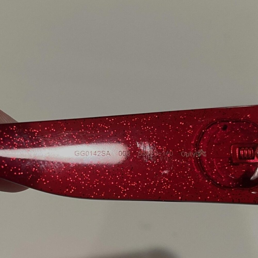Gucci Glitter Round Frame Sunglasses GG0142SA Red - Picture 11 of 11
